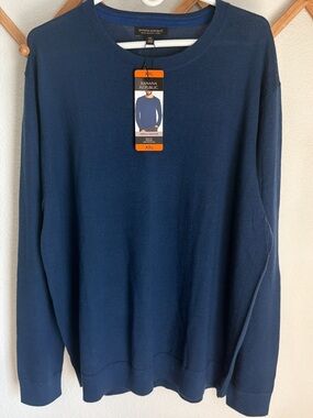 Banana Republic Men's Dark Navy Merino Wool Crewneck Sweater - XXL